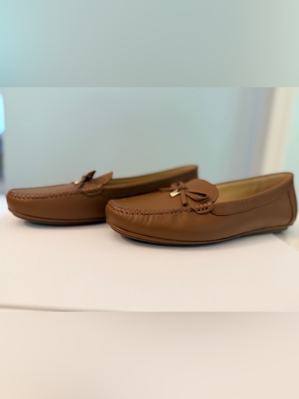 Michael Kors Leather Loafers Bow Detail Brown Size 9M - Picture 5 of 10